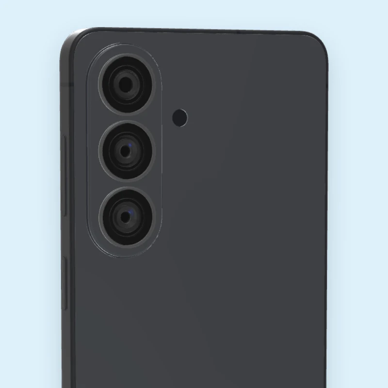 Android phone mockup: Three lenses in a line