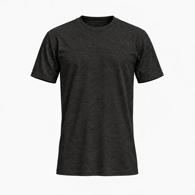 Plain classic crew-neck T-shirt in Bella+Canvas 3001CVC Black Heather
