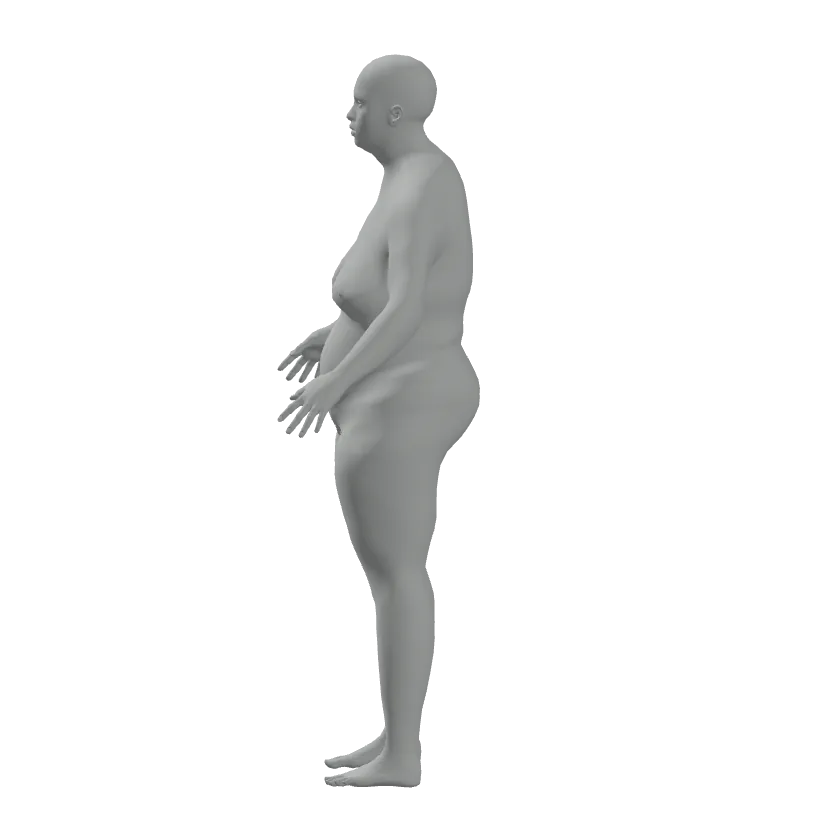 Full-figured 3D body seen from the side