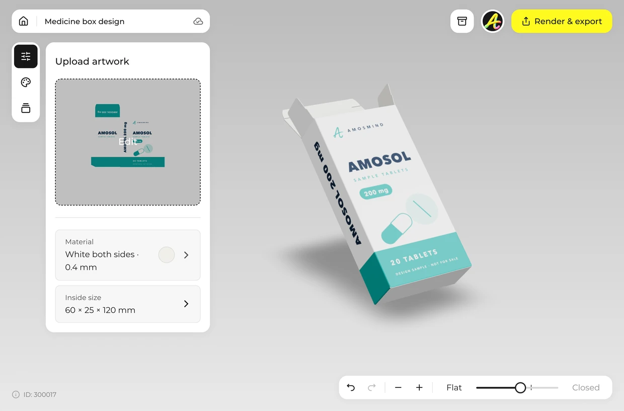 Fold it shut in 3D: medicine box in the 3D editor