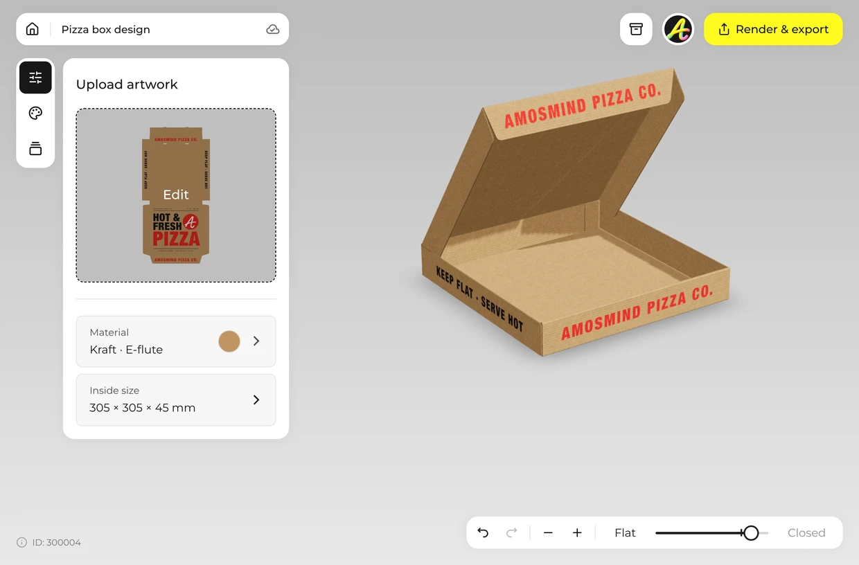 Fold it shut in 3D: pizza box in the 3D editor