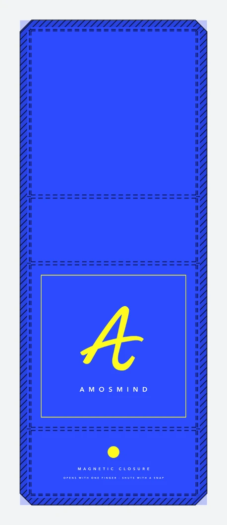 Magnetic box wrap layout with AmosMind artwork