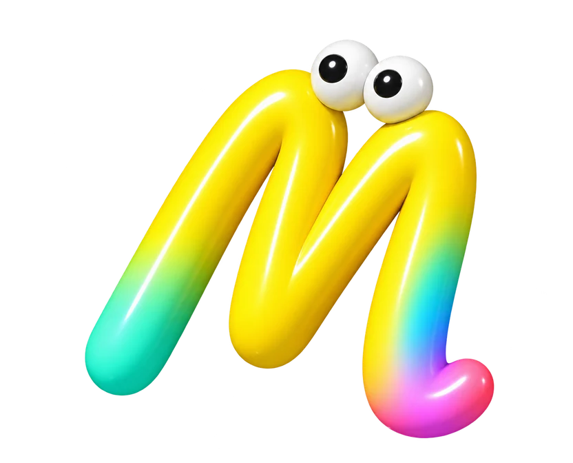 M with eyes — AmosMind brand asset