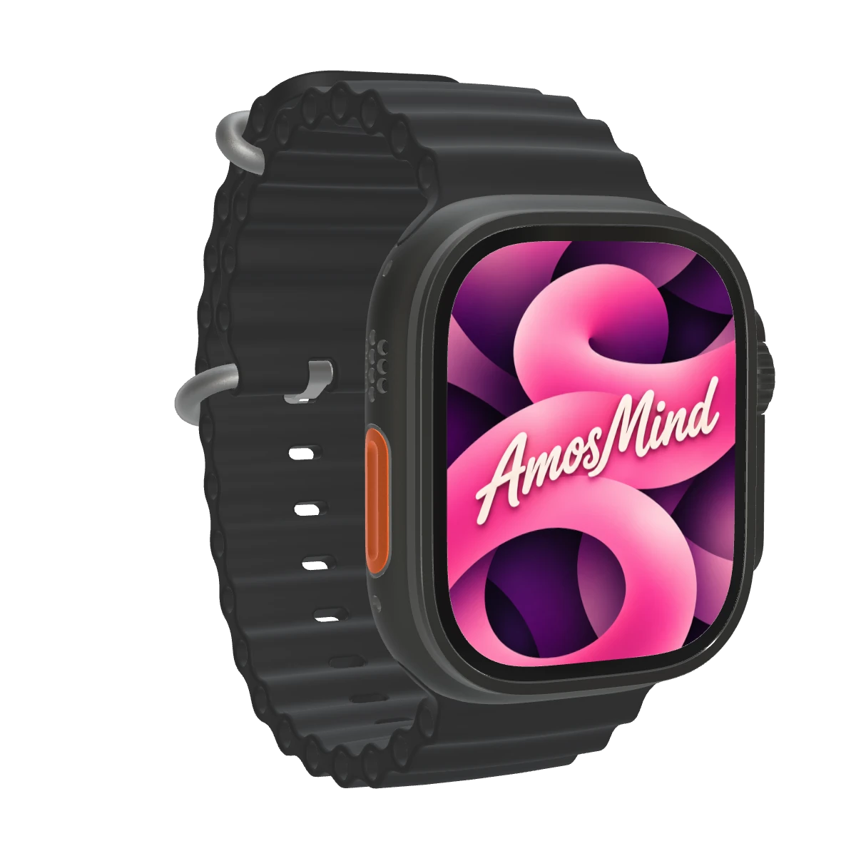 Apple Watch Ultra 3 mockup with pink screen artwork