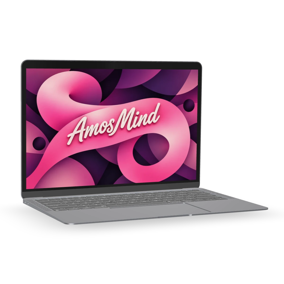 MacBook Air 13-inch M1 mockup with pink screen artwork