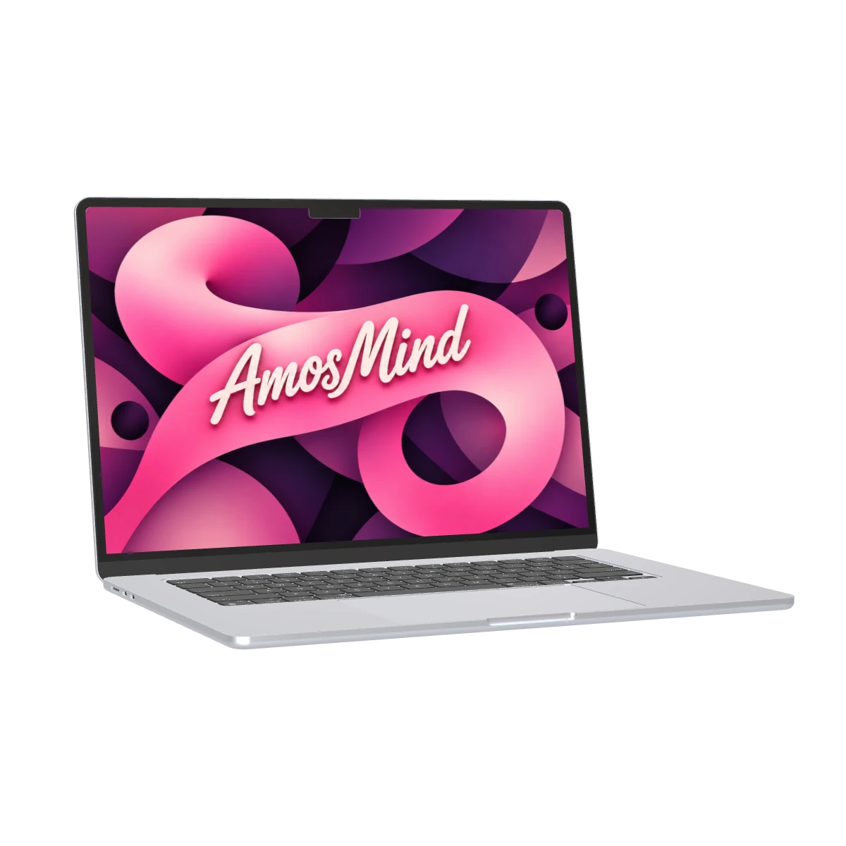MacBook Air 15-inch M2 mockup with pink screen artwork