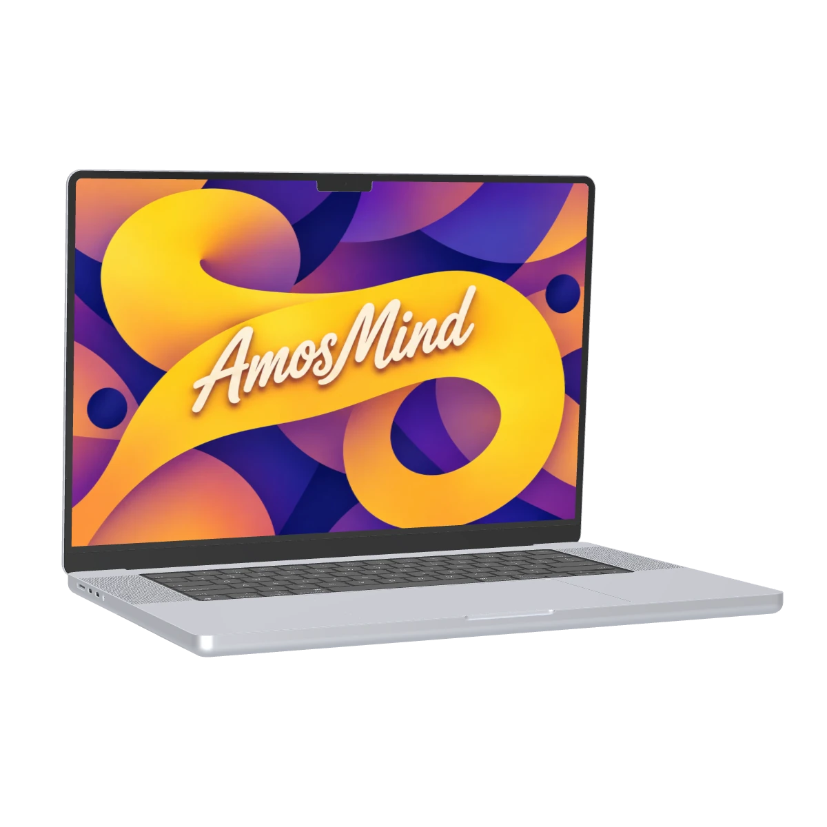 MacBook Pro 16-inch M1 mockup with gold screen artwork