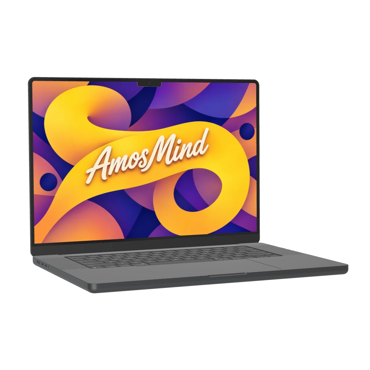MacBook Pro 16-inch M3 mockup with gold screen artwork