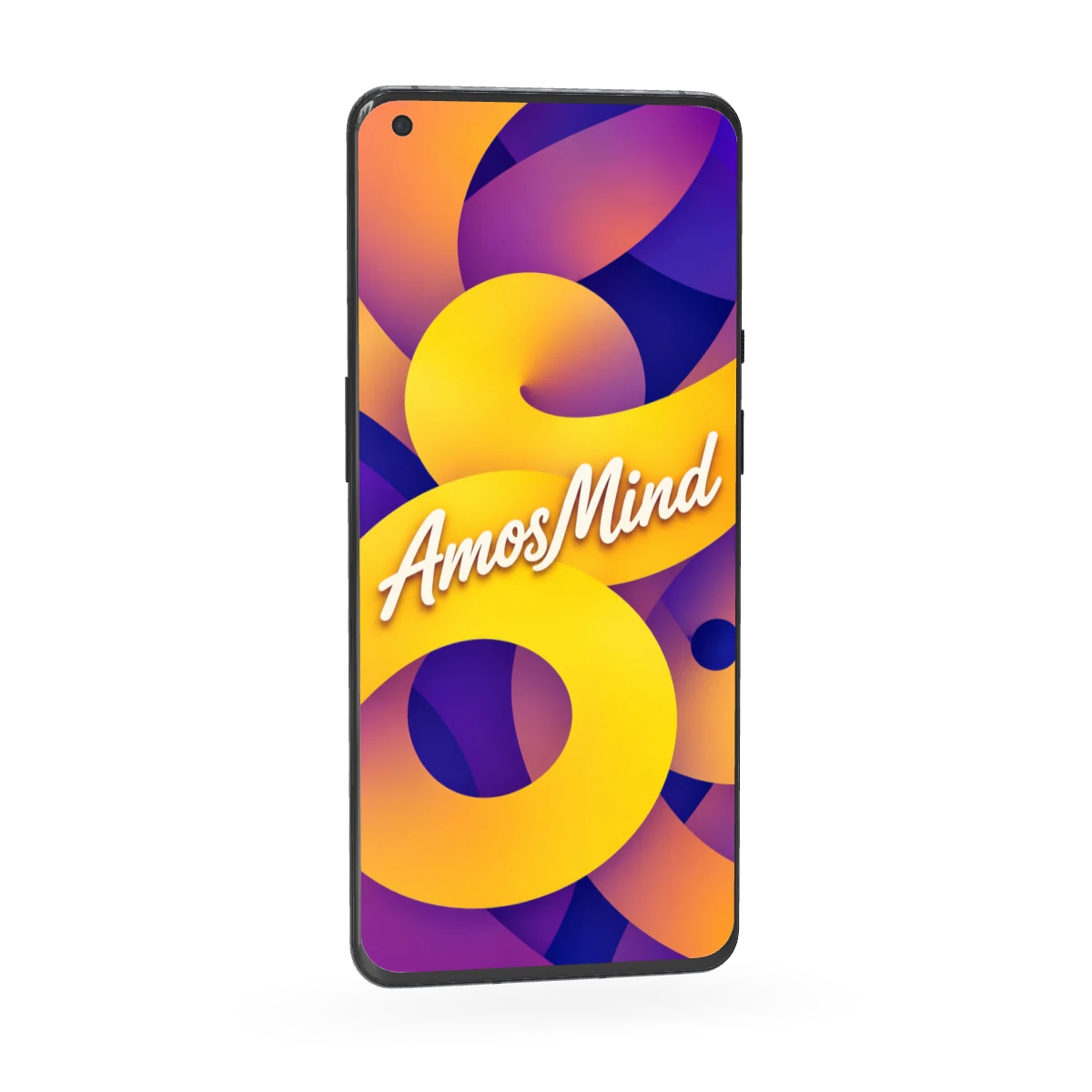 OnePlus 9 Pro mockup with gold screen artwork