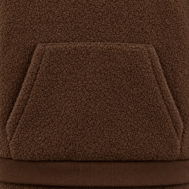 Close-up of a sherpa fleece hoodie pocket