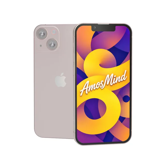 iPhone 13 mini mockup with AmosMind artwork