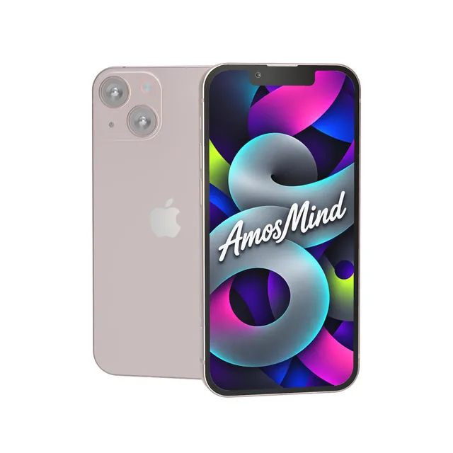 iPhone 13 mini mockup with AmosMind artwork