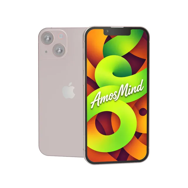 iPhone 13 mini mockup with AmosMind artwork