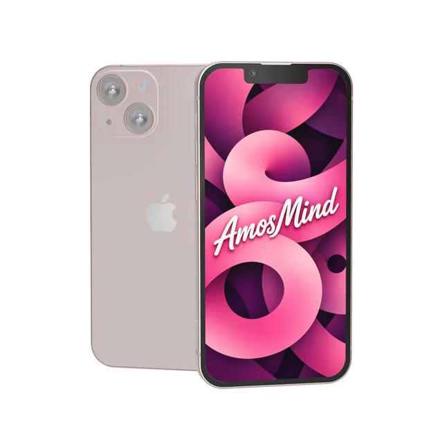 iPhone 13 mini mockup with AmosMind artwork