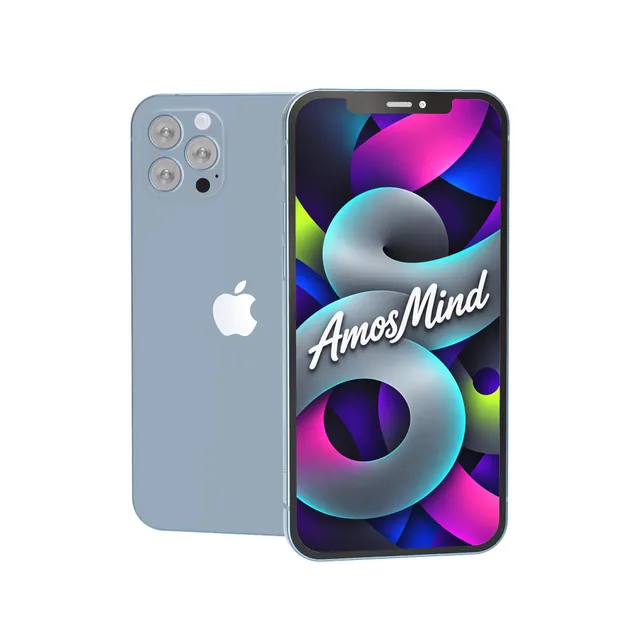 iPhone 13 Pro mockup with AmosMind artwork