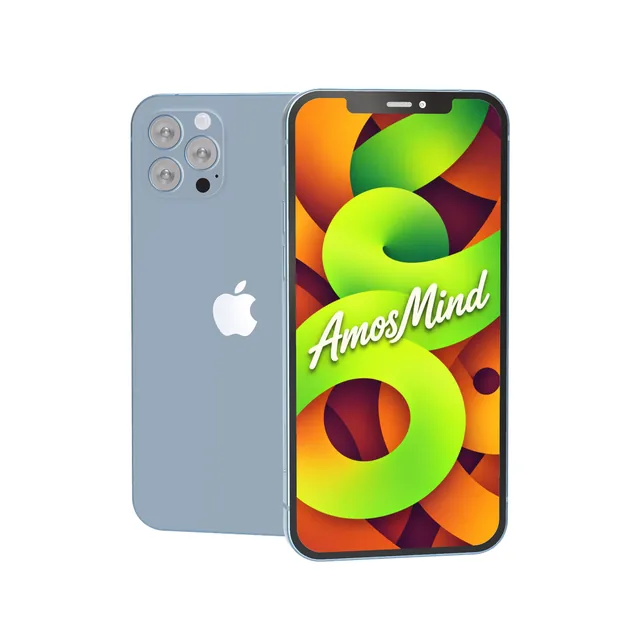 iPhone 13 Pro mockup with AmosMind artwork