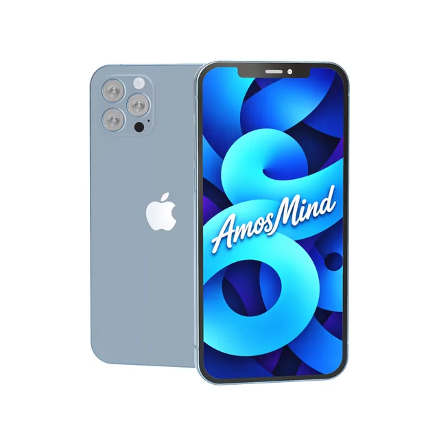 iPhone 13 Pro mockup with AmosMind artwork