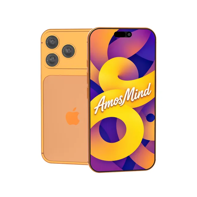 iPhone 17 Pro mockup with AmosMind artwork
