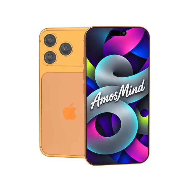 iPhone 17 Pro mockup with AmosMind artwork