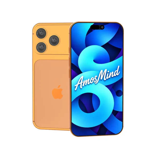 iPhone 17 Pro mockup with AmosMind artwork