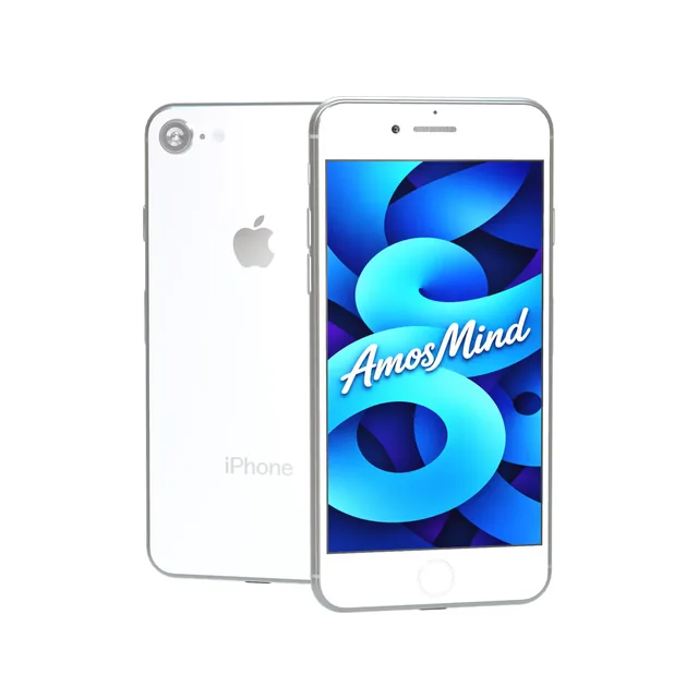 iPhone 8 mockup with AmosMind artwork