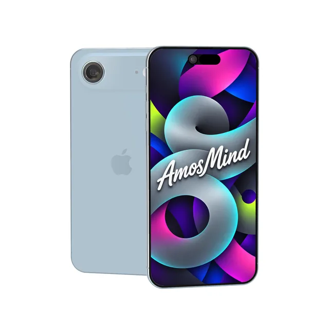 iPhone Air mockup with AmosMind artwork