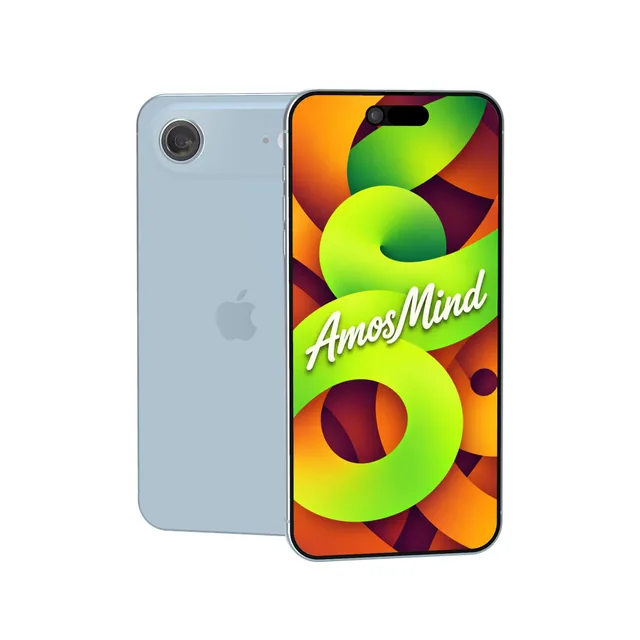 iPhone Air mockup with AmosMind artwork