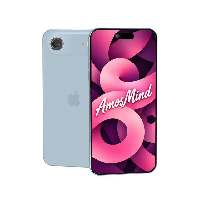 iPhone Air mockup with AmosMind artwork
