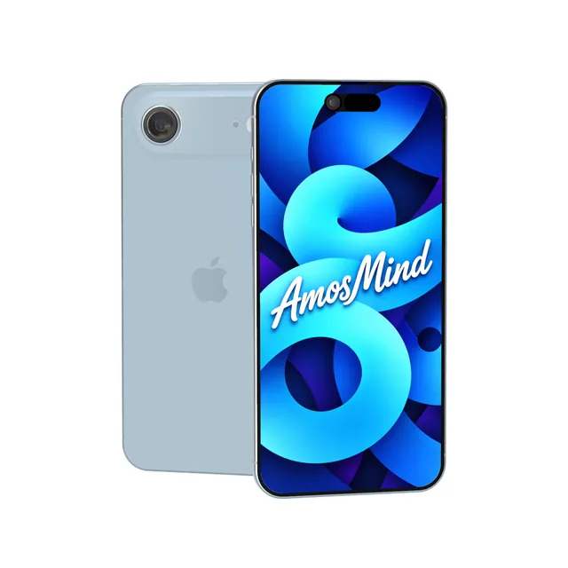 iPhone Air mockup with AmosMind artwork