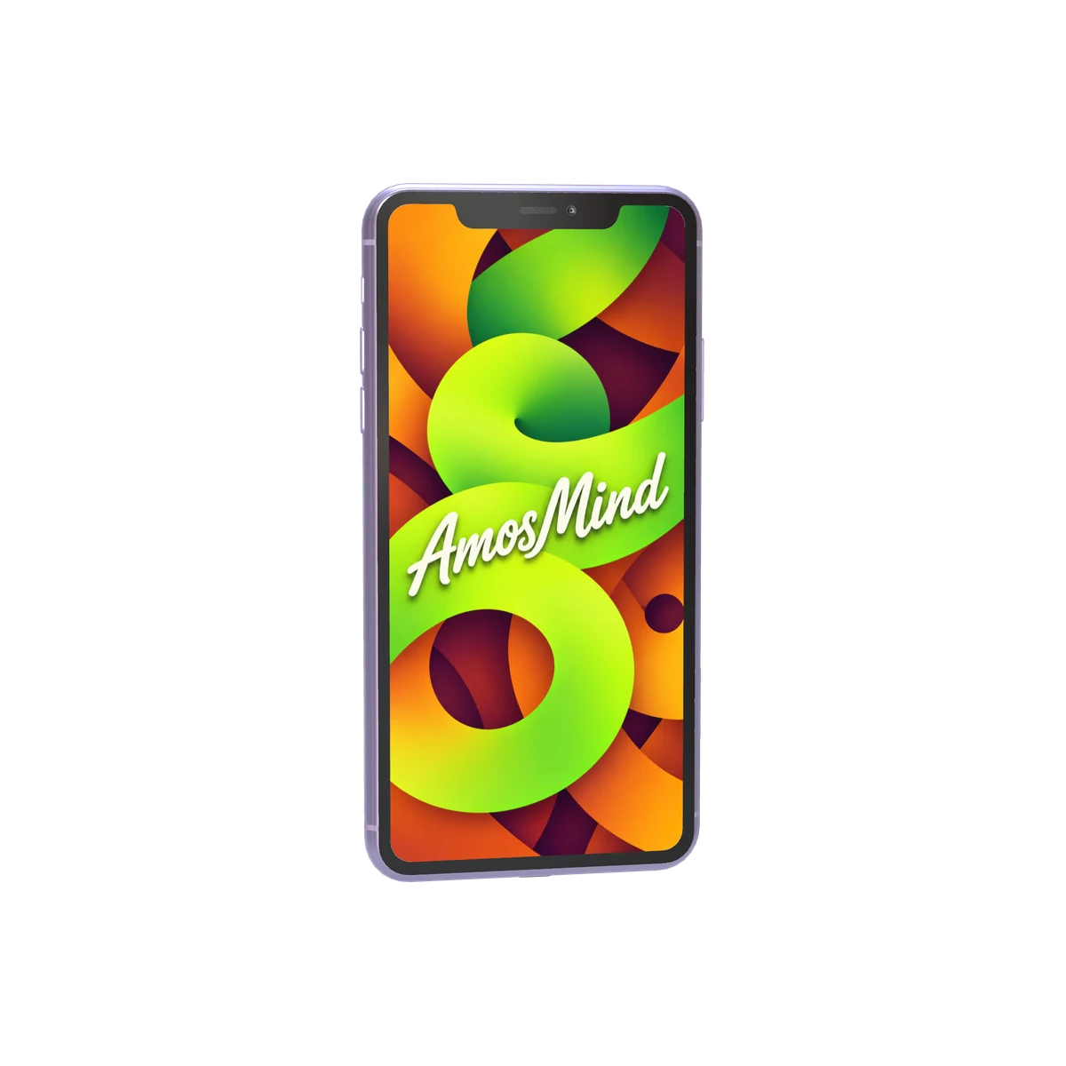 iPhone 11 mockup with lime screen artwork