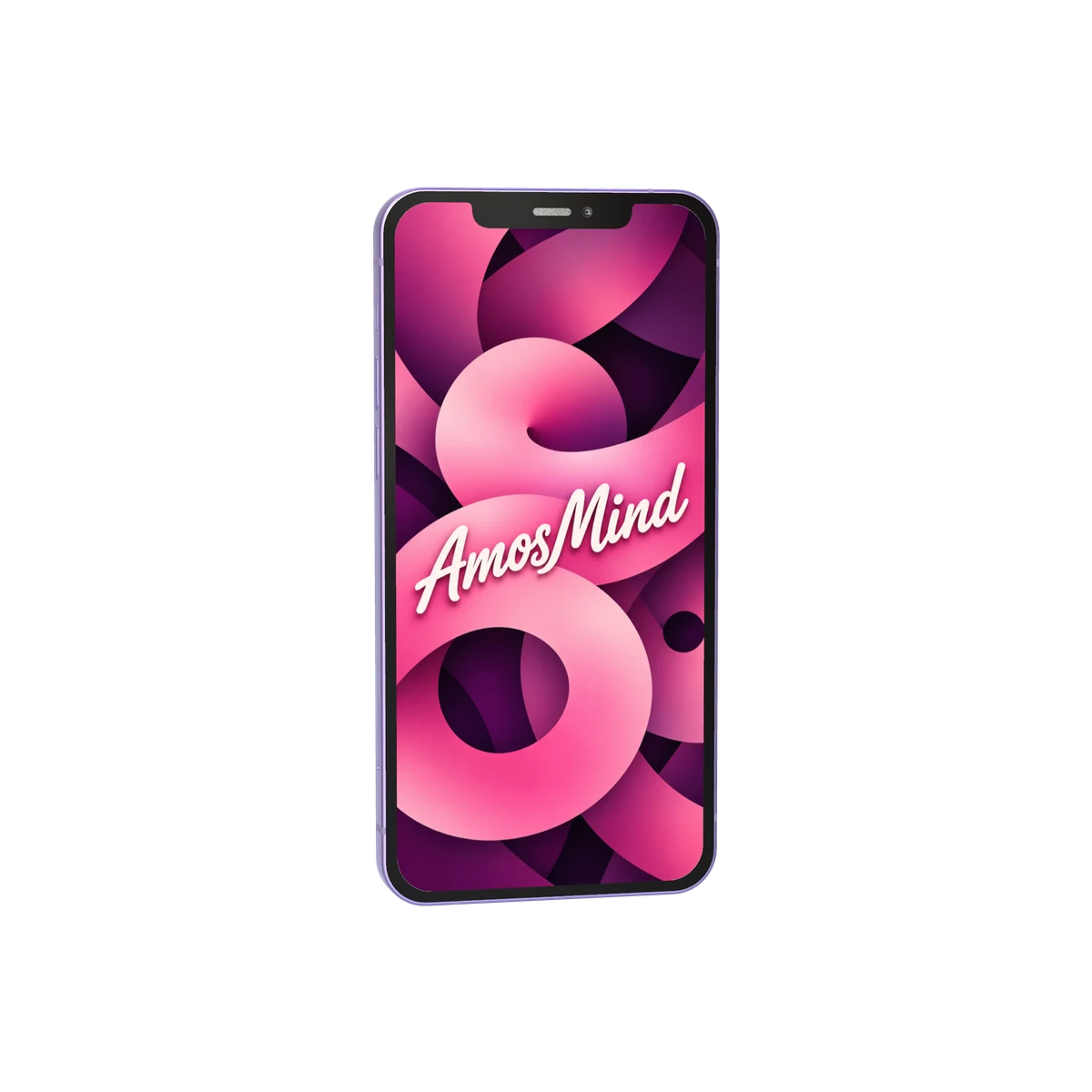 iPhone 12 mockup with pink screen artwork