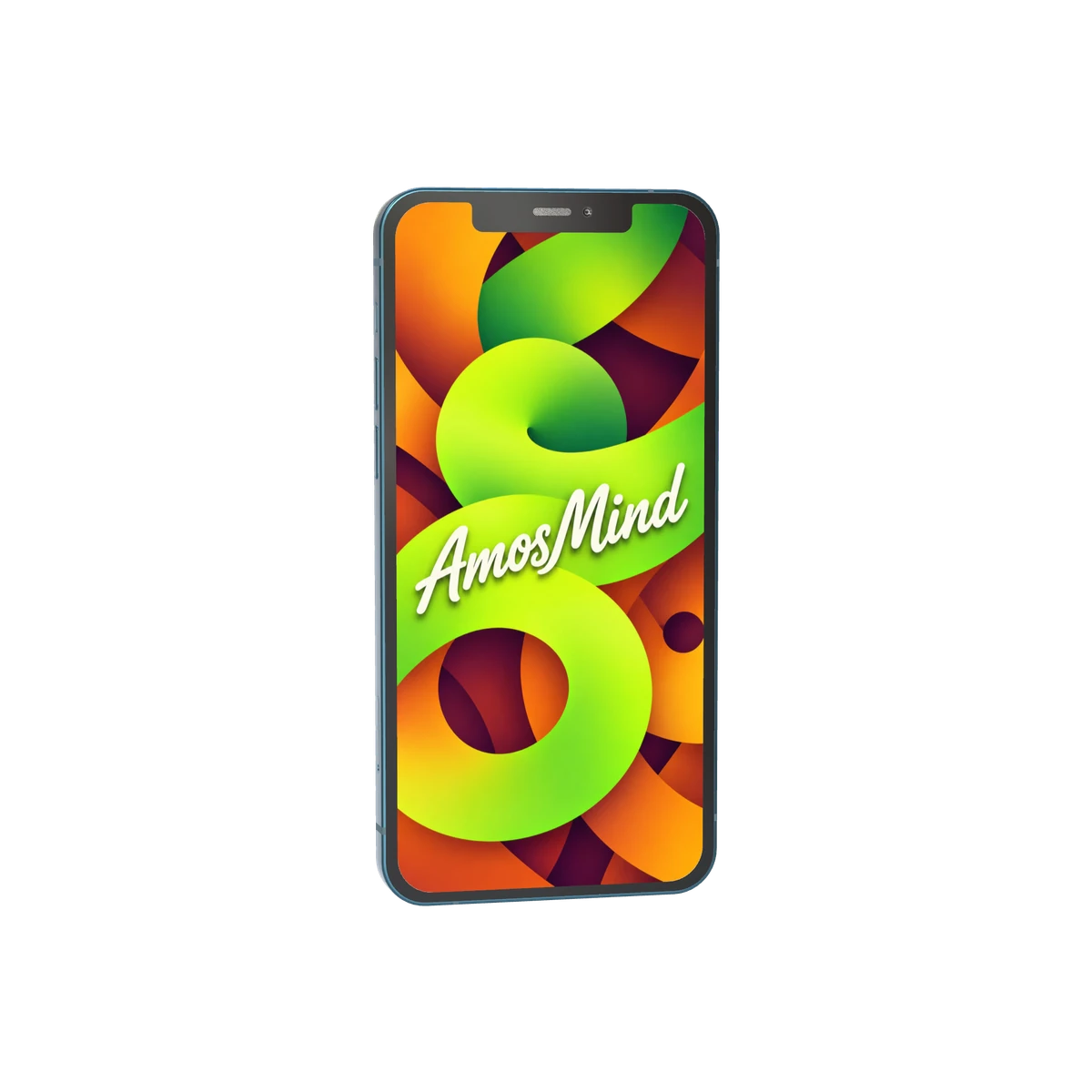 iPhone 12 Pro mockup with lime screen artwork