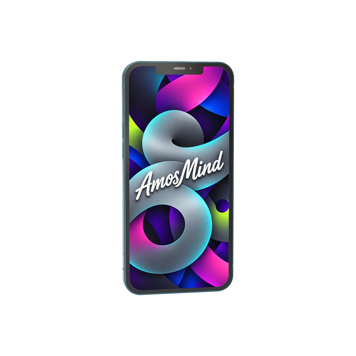 iPhone 12 Pro Max mockup with graphite screen artwork