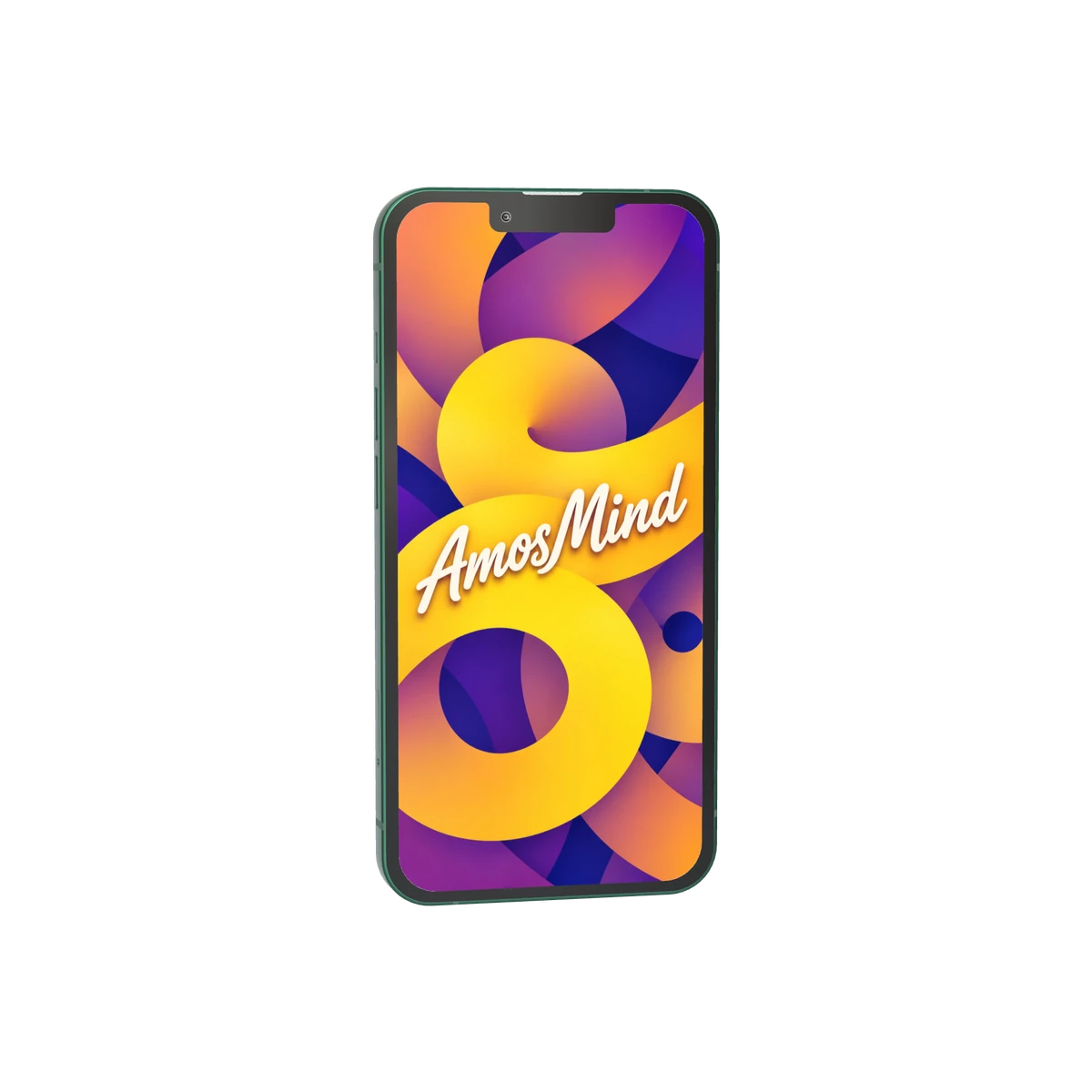 iPhone 13 mockup with gold screen artwork