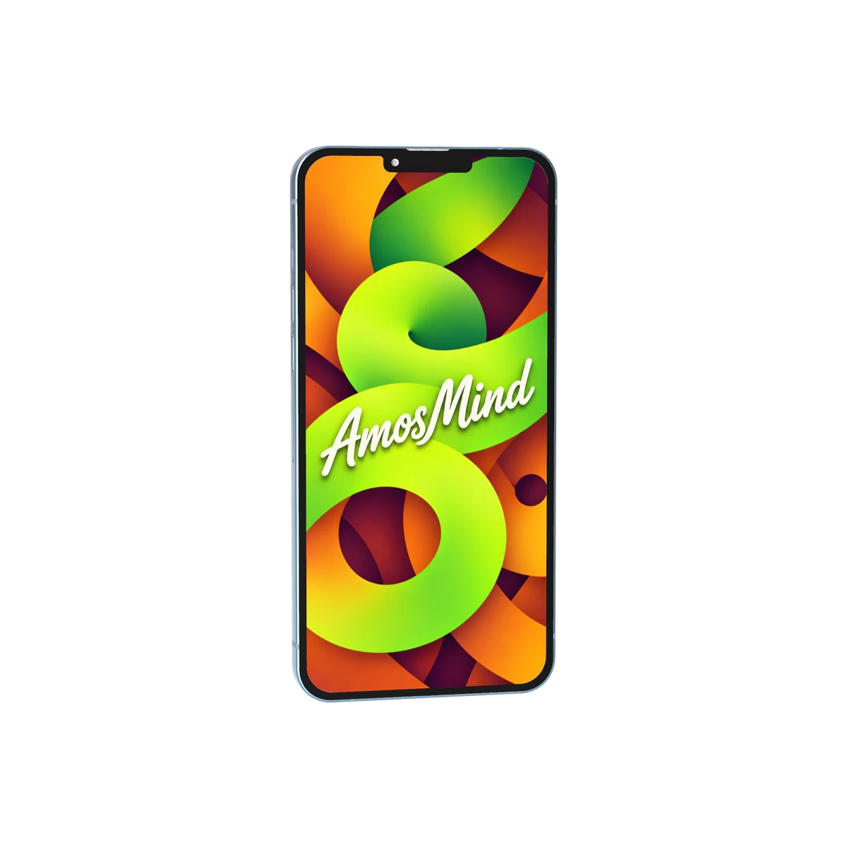 iPhone 13 Pro Max mockup with lime screen artwork