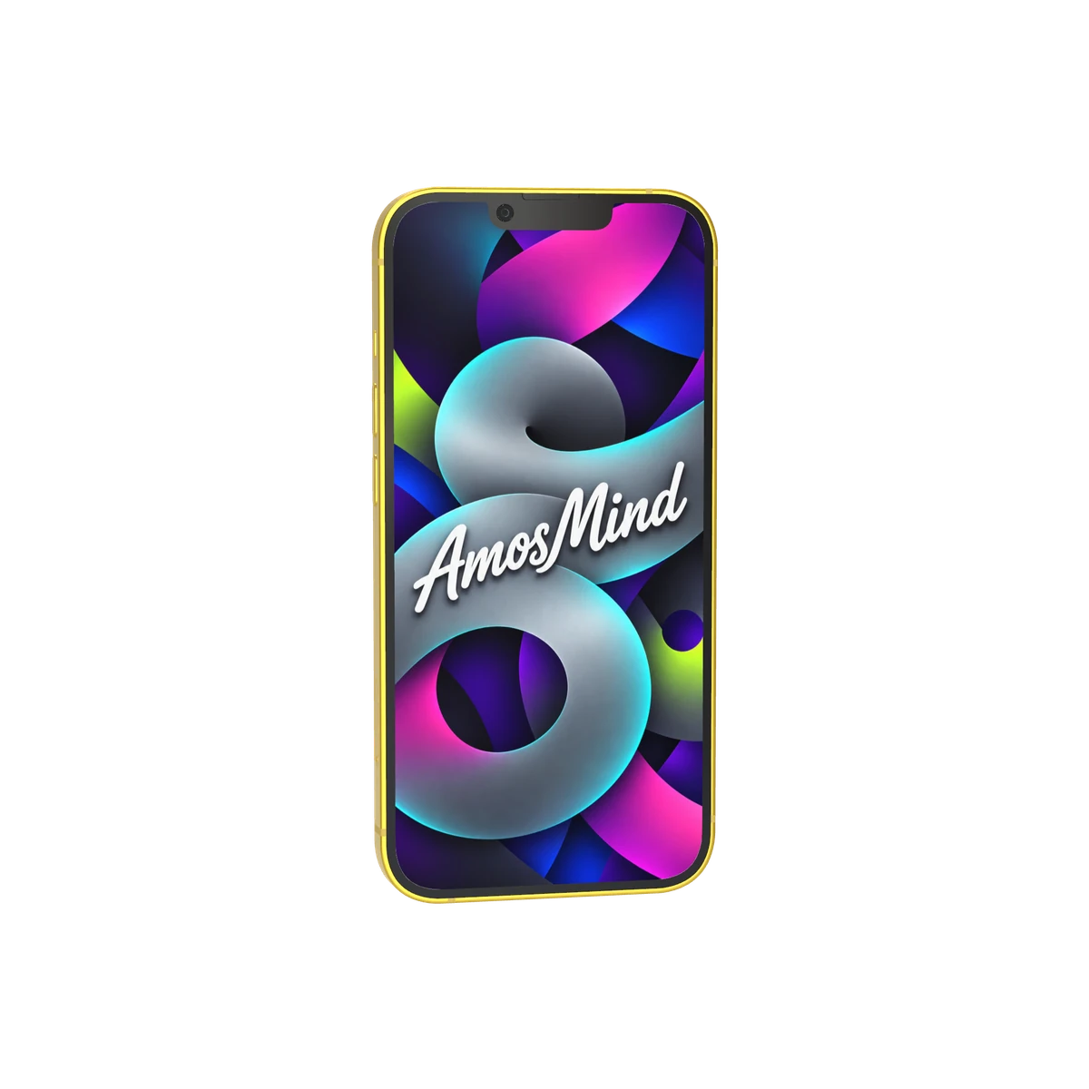 iPhone 14 mockup with graphite screen artwork