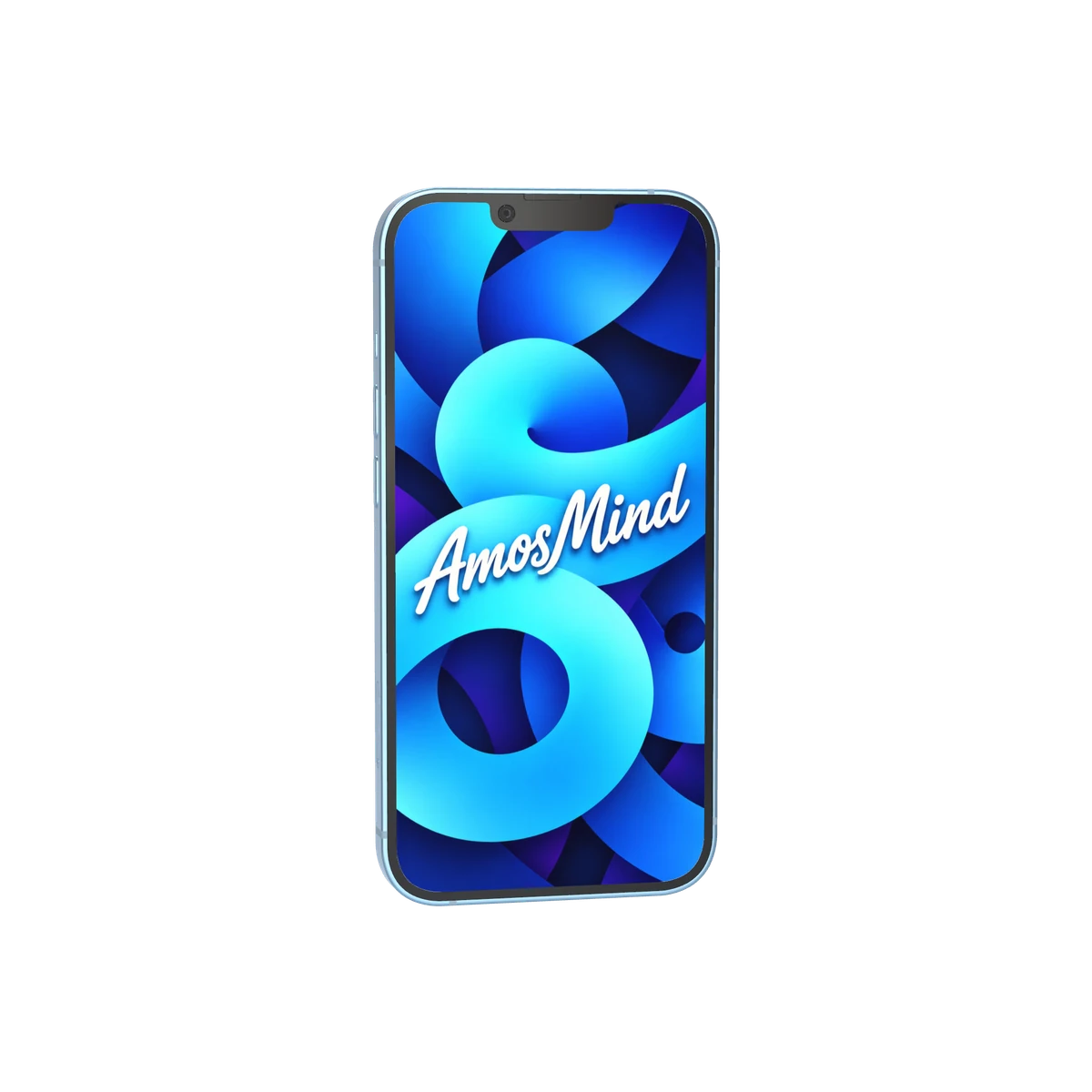 iPhone 14 Plus mockup with sky screen artwork