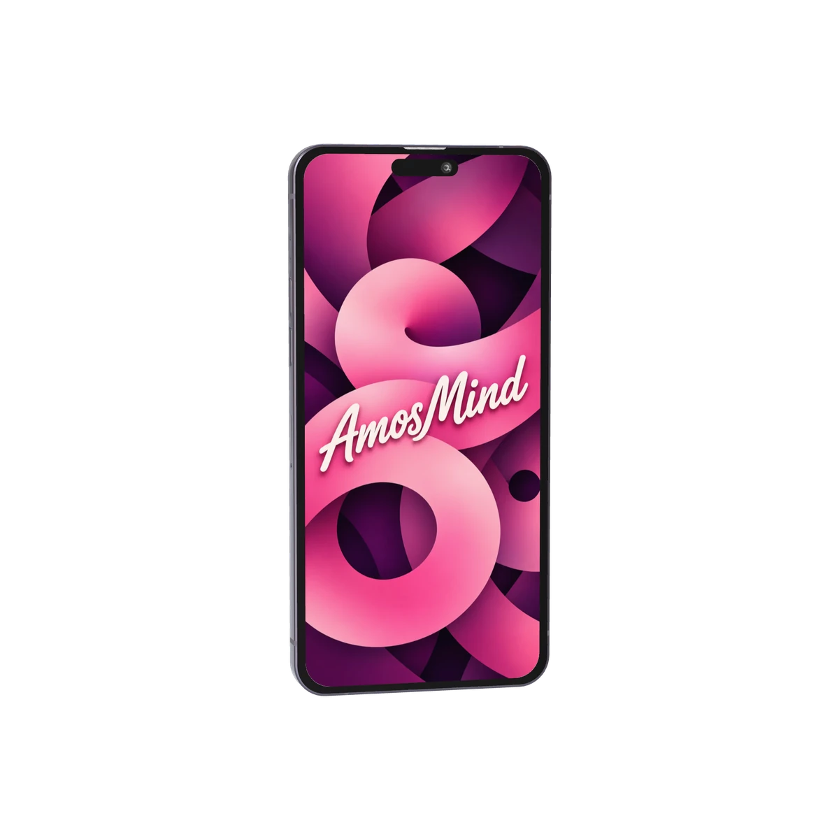 iPhone 14 Pro Max mockup with pink screen artwork