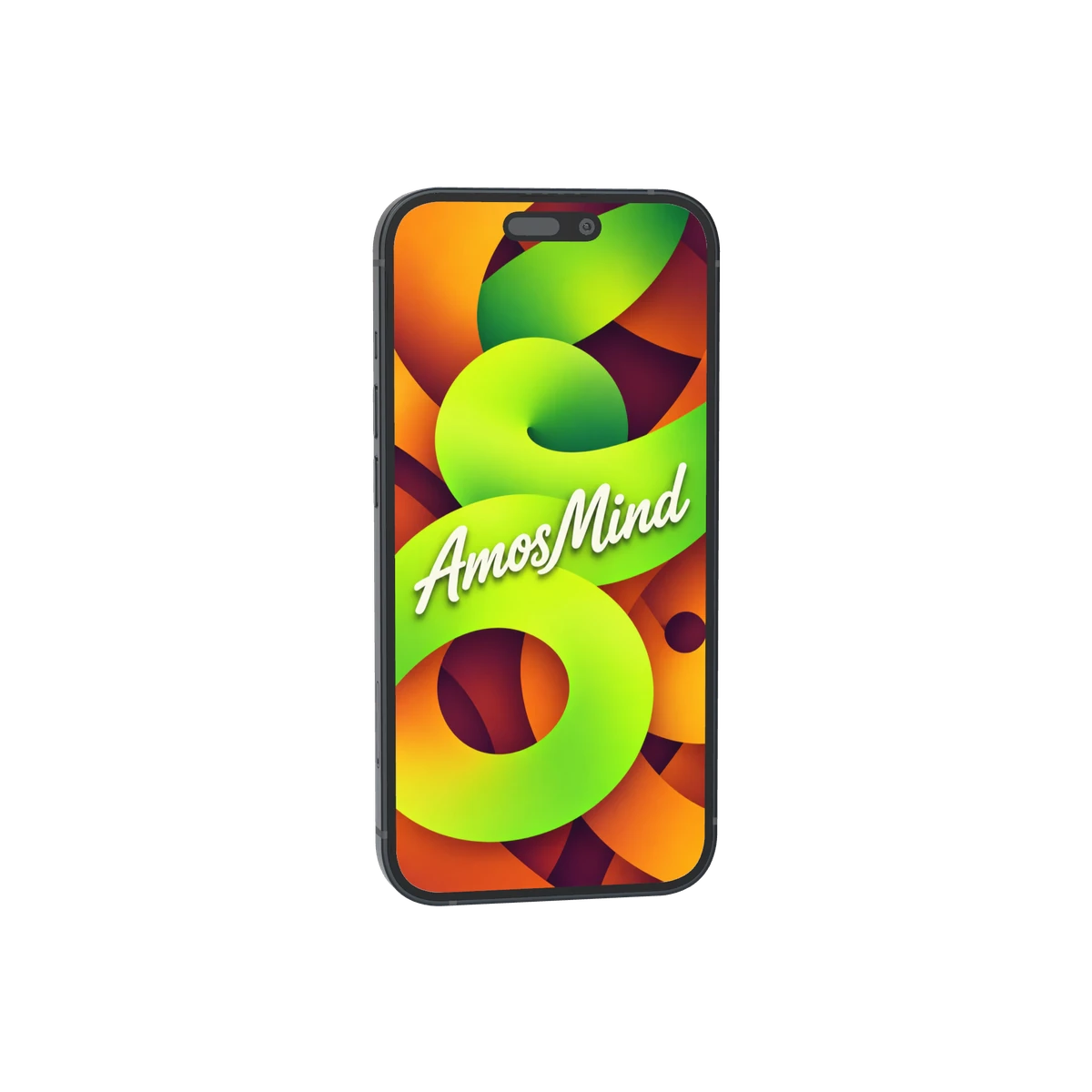 iPhone 15 mockup with lime screen artwork
