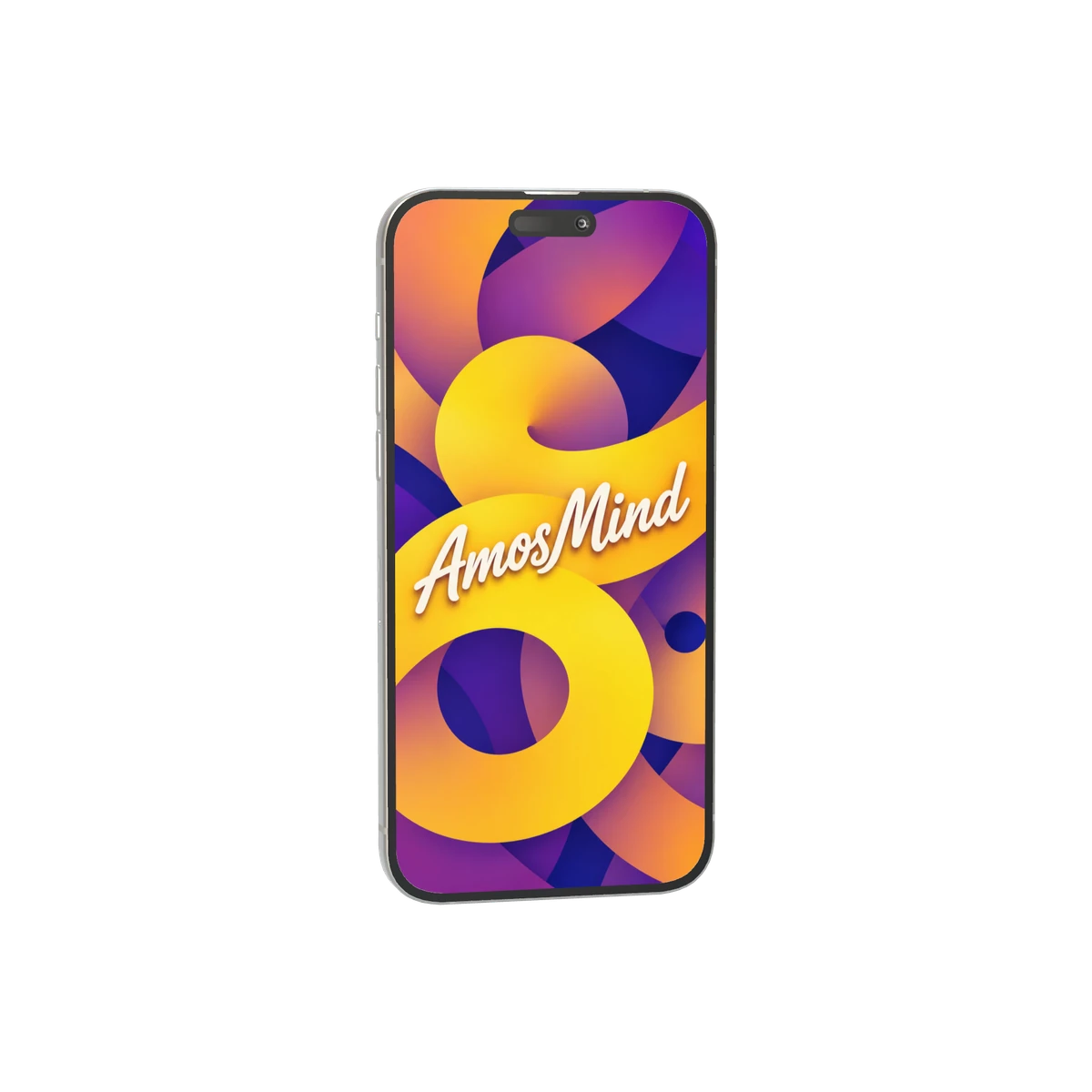 iPhone 15 Pro Max mockup with gold screen artwork