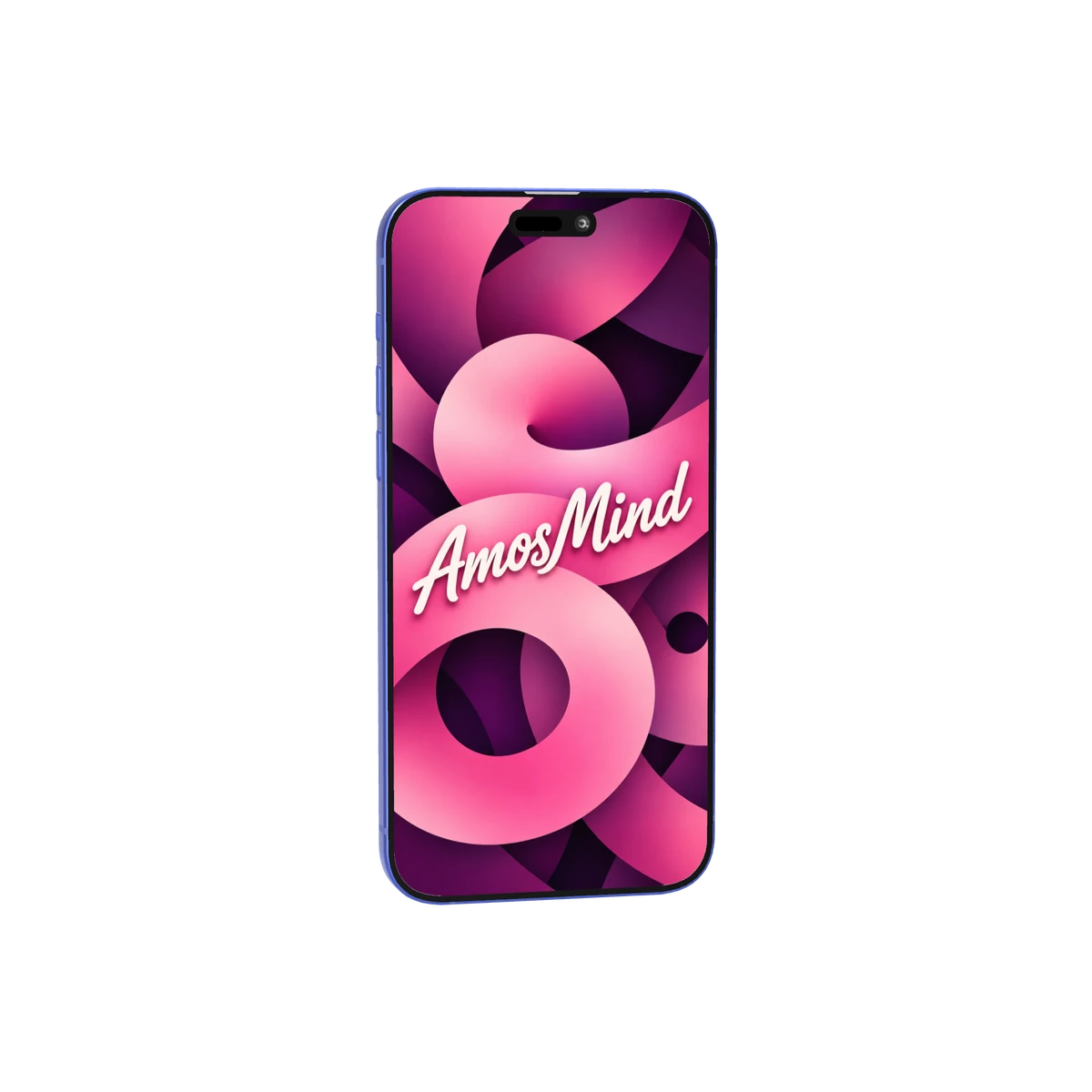 iPhone 16 mockup with pink screen artwork