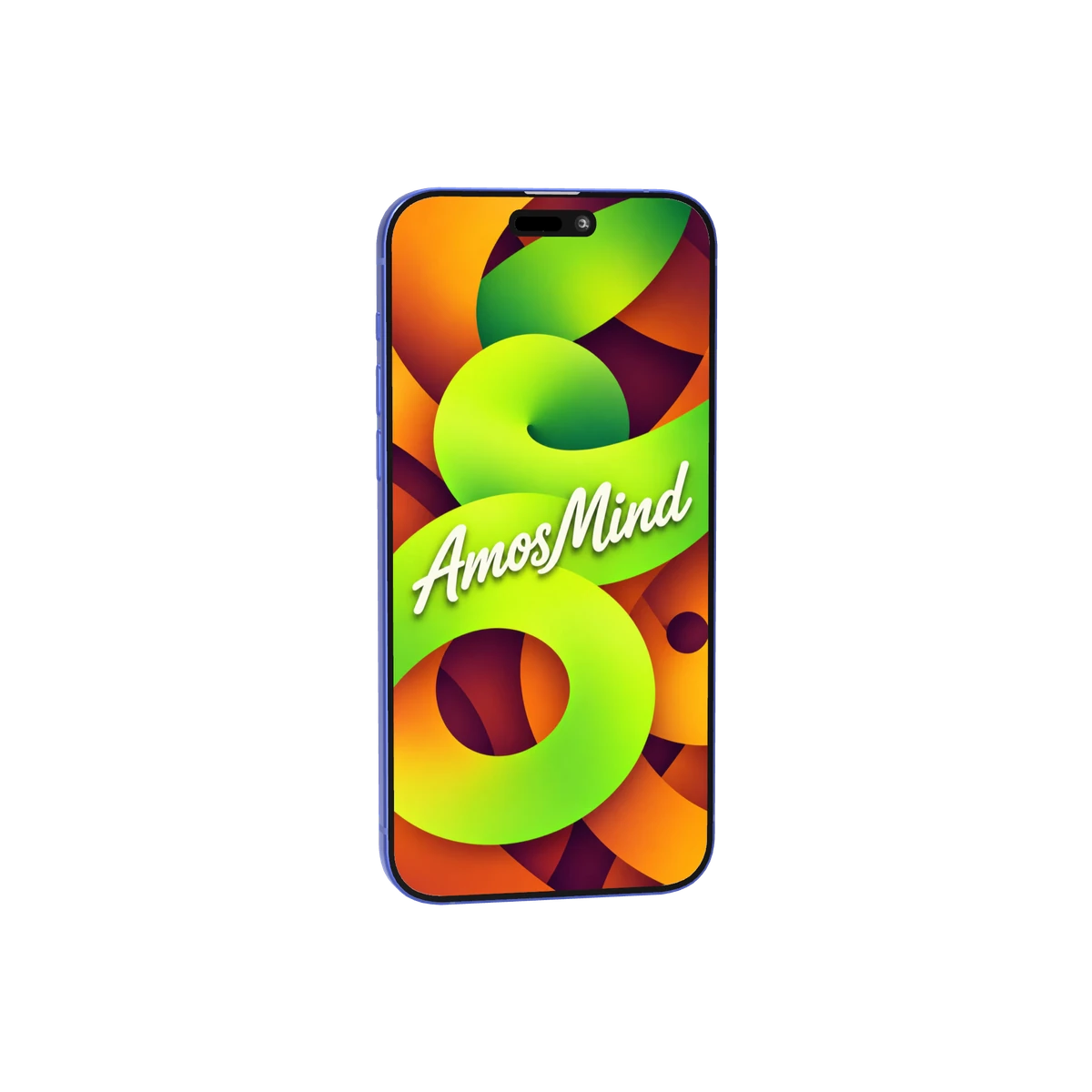 iPhone 16 Plus mockup with lime screen artwork