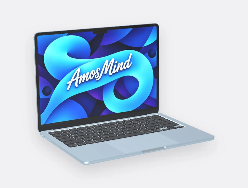 Laptop mockup: Three-quarter