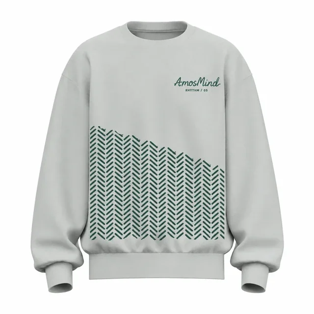 A crewneck sweatshirt with rib bands at the cuffs and the hem