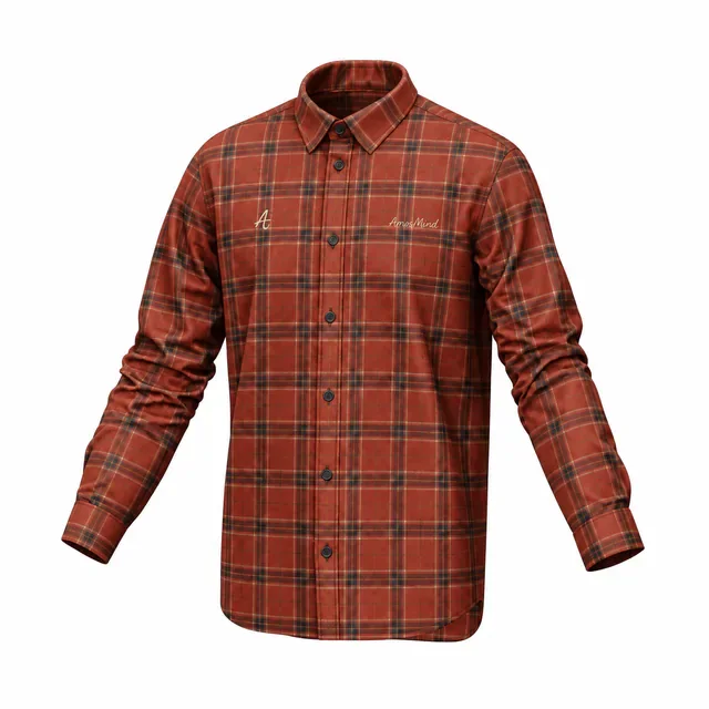 A collared long-sleeve shirt with a full button front