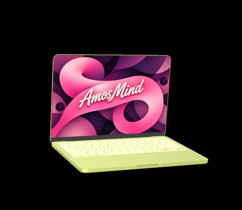 MacBook Neo mockup with screen artwork