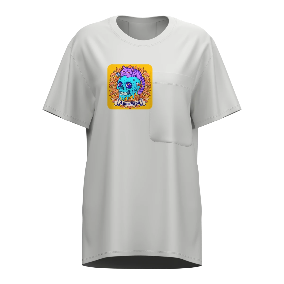Oversized pocket T-shirt mockup preview with artwork
