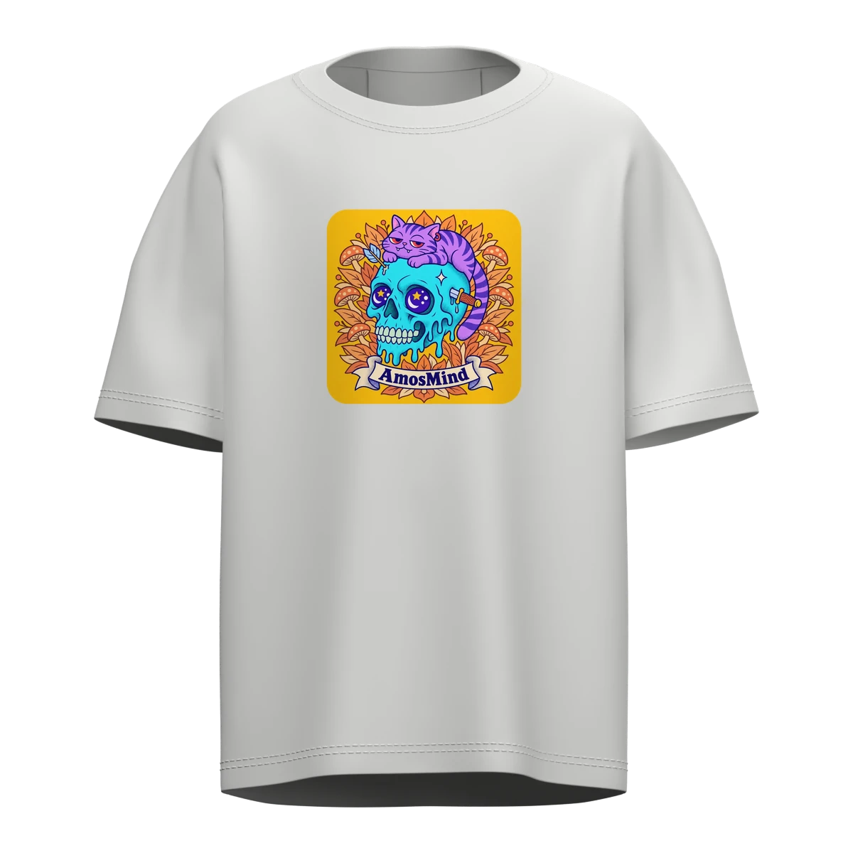 Oversized short-sleeve T-shirt mockup preview with artwork