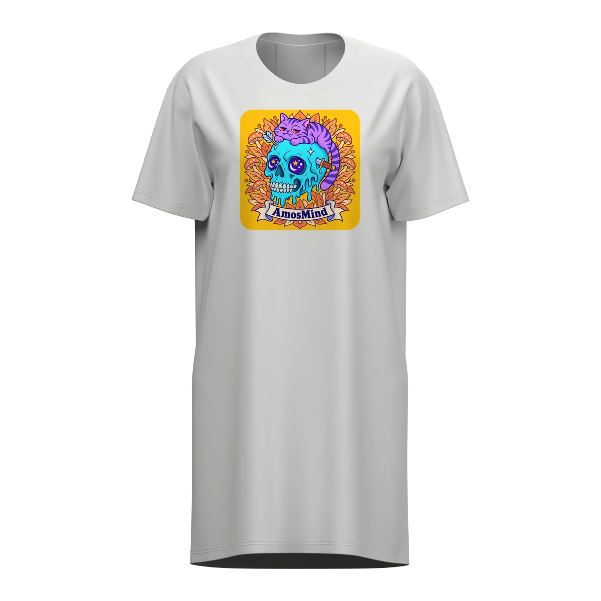Oversized T-shirt dress mockup preview with artwork