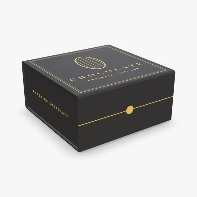 Chocolate gift box mockup with AmosMind artwork